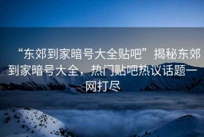“東郊到家暗號大全貼吧”揭秘東郊到家暗號大全，熱門貼吧熱議話題一網(wǎng)打盡