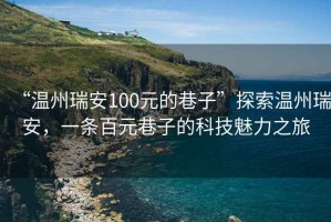 “溫州瑞安100元的巷子”探索溫州瑞安，一條百元巷子的科技魅力之旅