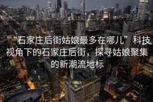“石家莊后街姑娘最多在哪兒”科技視角下的石家莊后街，探尋姑娘聚集的新潮流地標