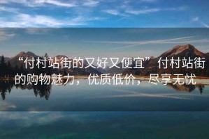 “付村站街的又好又便宜”付村站街的購物魅力，優質低價，盡享無憂