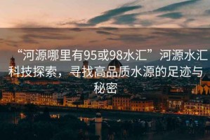 “河源哪里有95或98水匯”河源水匯科技探索，尋找高品質水源的足跡與秘密