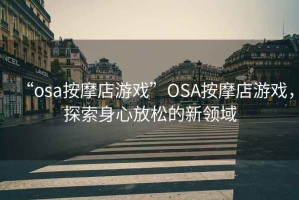 “osa按摩店游戲”OSA按摩店游戲，探索身心放松的新領域