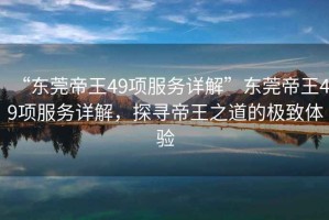 “東莞帝王49項服務詳解”東莞帝王49項服務詳解，探尋帝王之道的極致體驗