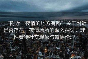 “附近一夜情的地方有嗎”關(guān)于附近是否存在一夜情場(chǎng)所的深入探討，理性看待社交現(xiàn)象與道德倫理