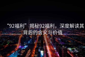 “92福利”揭秘92福利，深度解讀其背后的含義與價值
