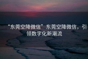 “東莞空降微信”東莞空降微信，引領數字化新潮流