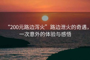 “200元路邊瀉火”路邊泄火的奇遇，一次意外的體驗(yàn)與感悟