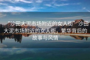 “沙田大泥市場附近的女人街”沙田大泥市場附近的女人街，繁華背后的故事與風情