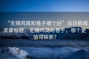 “無錫雞窩和巷子哪個好”當日新聞文章標題，無錫雞窩與巷子，哪個更值得探索？