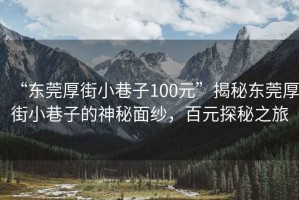 “東莞厚街小巷子100元”揭秘東莞厚街小巷子的神秘面紗，百元探秘之旅