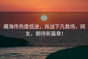 藏海傳熱度低迷，肖戰下凡救場，網友，期待新篇章！