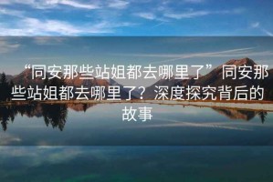 “同安那些站姐都去哪里了”同安那些站姐都去哪里了？深度探究背后的故事