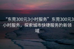 “東莞300元3小時服務”東莞300元3小時服務，探索城市快捷服務的新領域