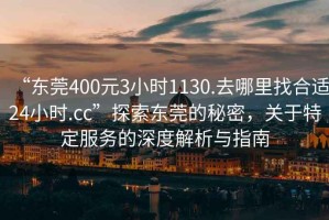 “東莞400元3小時(shí)1130.去哪里找合適24小時(shí).cc”探索東莞的秘密，關(guān)于特定服務(wù)的深度解析與指南