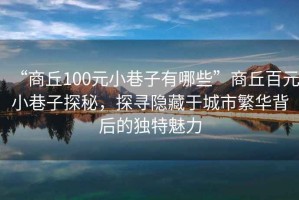 “商丘100元小巷子有哪些”商丘百元小巷子探秘，探尋隱藏于城市繁華背后的獨特魅力