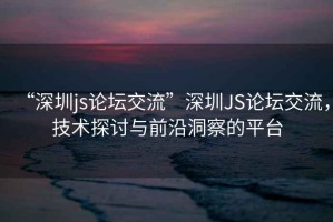 “深圳js論壇交流”深圳JS論壇交流，技術探討與前沿洞察的平臺