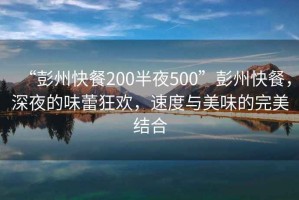 “彭州快餐200半夜500”彭州快餐，深夜的味蕾狂歡，速度與美味的完美結合