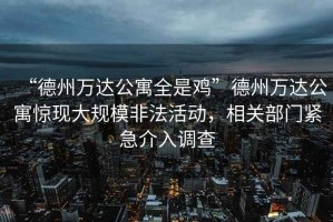 “德州萬達公寓全是雞”德州萬達公寓驚現大規模非法活動，相關部門緊急介入調查