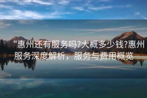 “惠州還有服務嗎?大概多少錢?惠州服務深度解析，服務與費用概覽