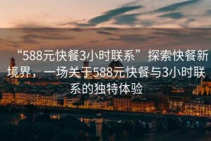 “588元快餐3小時聯系”探索快餐新境界，一場關于588元快餐與3小時聯系的獨特體驗