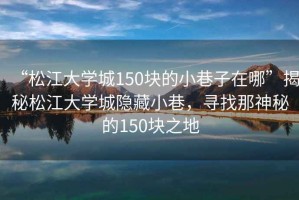 “松江大學城150塊的小巷子在哪”揭秘松江大學城隱藏小巷，尋找那神秘的150塊之地