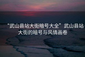 “武山縣站大街暗號大全”武山縣站大街的暗號與風(fēng)情畫卷