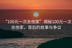“100元一次去他家”揭秘100元一次去他家，背后的故事與爭議