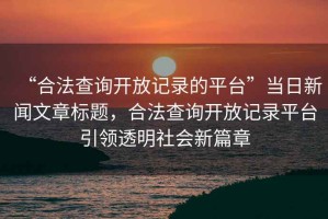 “合法查詢開放記錄的平臺”當日新聞文章標題，合法查詢開放記錄平臺引領透明社會新篇章
