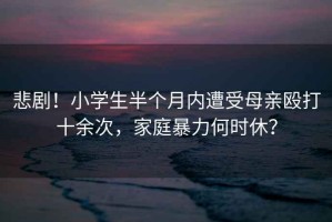 悲劇！小學(xué)生半個月內(nèi)遭受母親毆打十余次，家庭暴力何時休？