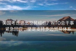 美國考慮退出世貿組織？WTO總干事緊急回應，堅定支持多邊貿易體系