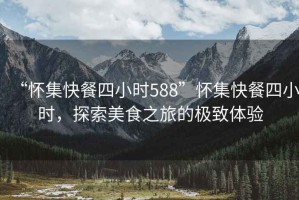 “懷集快餐四小時588”懷集快餐四小時，探索美食之旅的極致體驗