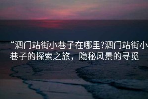 “泗門站街小巷子在哪里?泗門站街小巷子的探索之旅，隱秘風景的尋覓