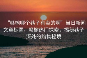 “贛榆哪個巷子有賣的啊”當日新聞文章標題，贛榆熱門探索，揭秘巷子深處的購物秘境