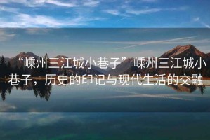 “嵊州三江城小巷子”嵊州三江城小巷子，歷史的印記與現代生活的交融