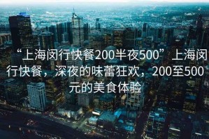 “上海閔行快餐200半夜500”上海閔行快餐，深夜的味蕾狂歡，200至500元的美食體驗