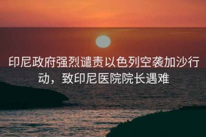 印尼政府強烈譴責以色列空襲加沙行動，致印尼醫院院長遇難