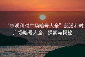 “慈溪利時廣場暗號大全”慈溪利時廣場暗號大全，探索與揭秘