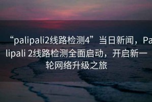 “palipali2線路檢測4”當日新聞，Palipali 2線路檢測全面啟動，開啟新一輪網絡升級之旅