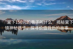 “棠下150元的巷子叫什么”揭秘棠下鎮神秘巷子，探尋價值背后的故事