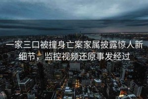 一家三口被撞身亡案家屬披露驚人新細節，監控視頻還原事發經過