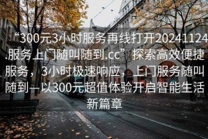 “300元3小時(shí)服務(wù)再線打開20241124.服務(wù)上門隨叫隨到.cc”探索高效便捷服務(wù)，3小時(shí)極速響應(yīng)，上門服務(wù)隨叫隨到—以300元超值體驗(yàn)開啟智能生活新篇章