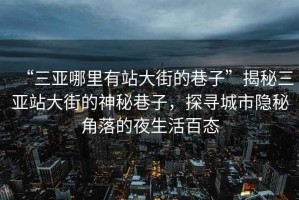 “三亞哪里有站大街的巷子”揭秘三亞站大街的神秘巷子，探尋城市隱秘角落的夜生活百態(tài)