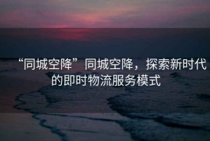 “同城空降”同城空降，探索新時代的即時物流服務模式