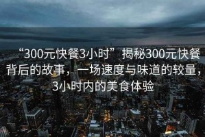 “300元快餐3小時”揭秘300元快餐背后的故事，一場速度與味道的較量，3小時內的美食體驗