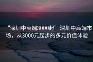 “深圳中高端3000起”深圳中高端市場，從3000元起步的多元價值體驗