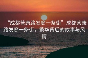 “成都營康路發廊一條街”成都營康路發廊一條街，繁華背后的故事與風情