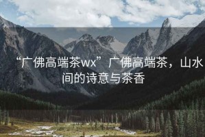 “廣佛高端茶wx”廣佛高端茶，山水間的詩意與茶香
