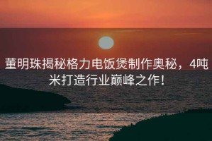董明珠揭秘格力電飯煲制作奧秘，4噸米打造行業(yè)巔峰之作！