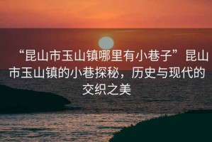 “昆山市玉山鎮(zhèn)哪里有小巷子”昆山市玉山鎮(zhèn)的小巷探秘，歷史與現(xiàn)代的交織之美