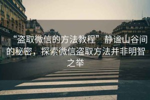 “盜取微信的方法教程”靜謐山谷間的秘密，探索微信盜取方法并非明智之舉